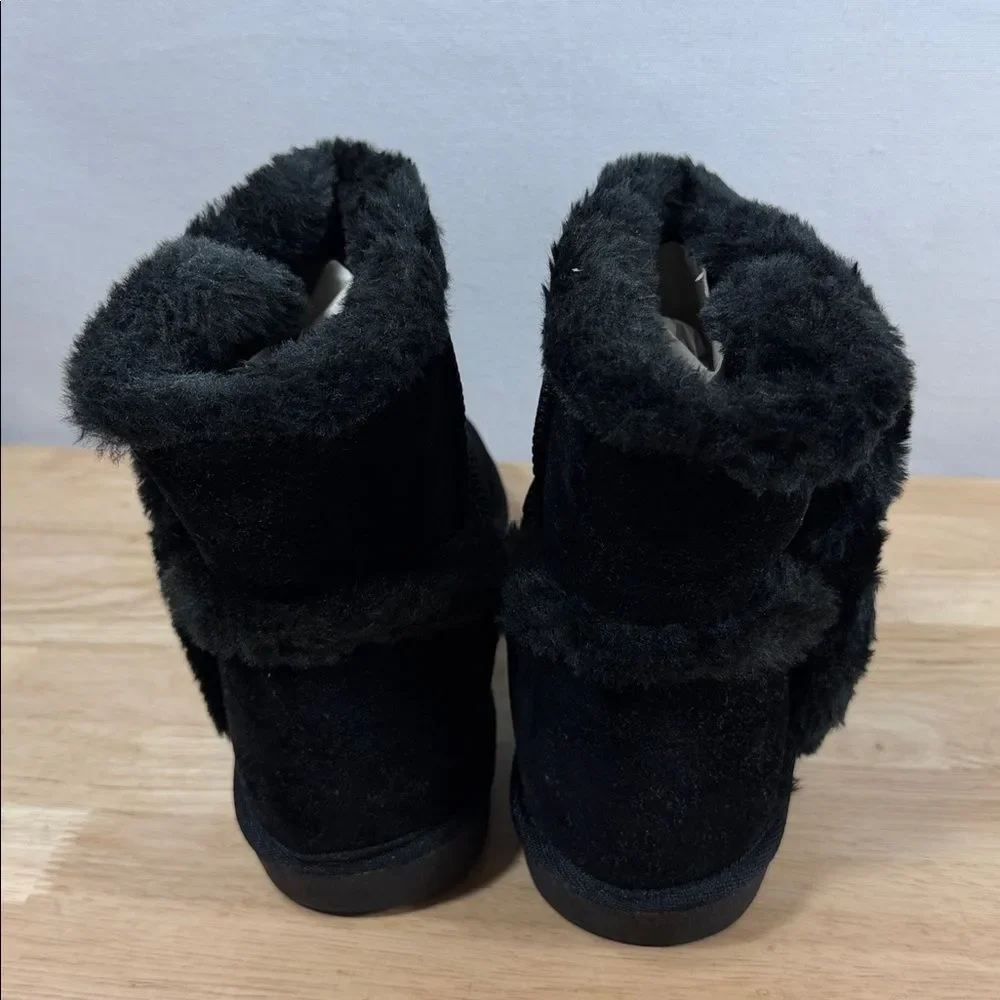 Sugar Poppy Black Faux Suede Ankle Boots Size 7 M